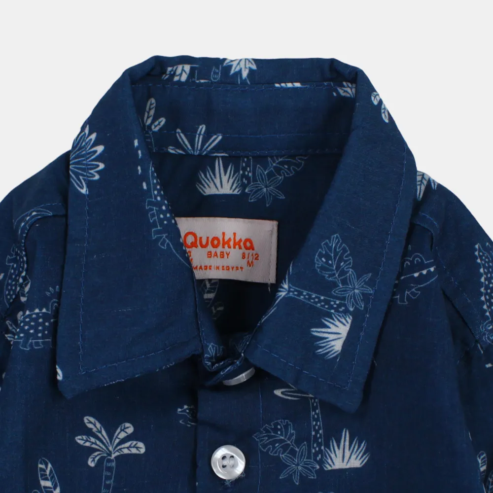 Boys Long-Sleeved Cotton Shirt with Happy Croco Print