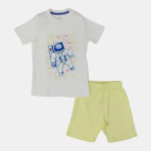 Boys Pajama Set - White with Astronaut Print