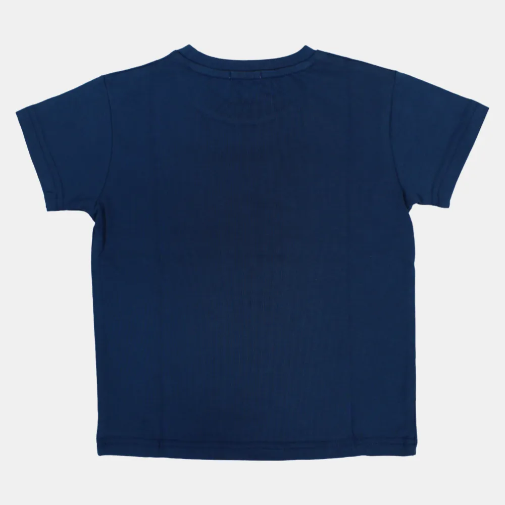 Boys Short-Sleeved Cotton T-Shirt with Safari Animals Print