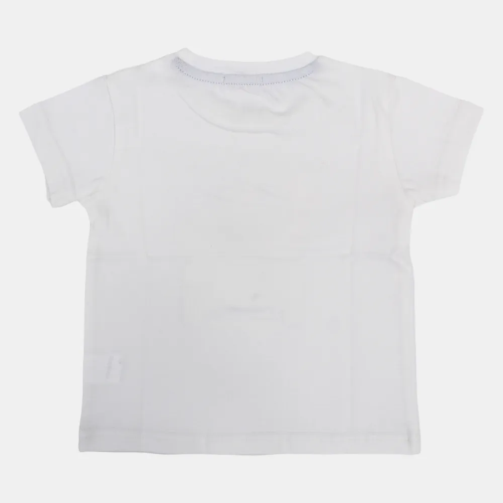 Boys Short-Sleeved Cotton T-Shirt with Safari Animals Print