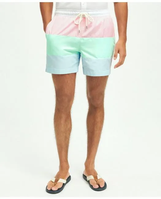 Brooks Brothers Men's 5" Stretch Montauk Pastel Swim Trunks Multicolor Brooks Brothers