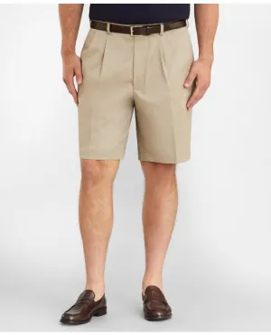 Brooks Brothers Men's Big & Tall Pleat Front Stretch Advantage Chino Shorts Khaki Brooks Brothers