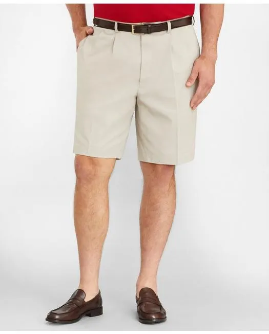 Brooks Brothers Men's Big & Tall Pleat Front Stretch Advantage Chino Shorts Stone Brooks Brothers