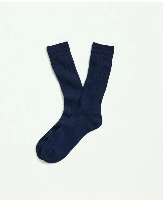 Brooks Brothers Men's Cashmere Crew Socks Dark Blue Brooks Brothers