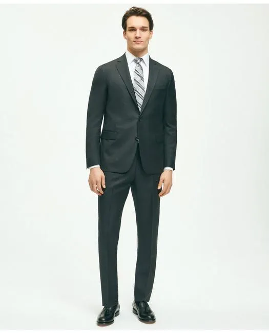 Brooks Brothers Men's Classic Fit Wool Tic 1818 Suit Grey Brooks Brothers