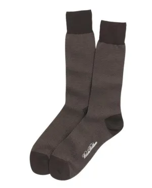 Brooks Brothers Men's Cotton Bird's Eye Crew Socks Brown Brooks Brothers