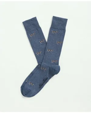 Brooks Brothers Men's Cotton Blend Pointer Hound Socks Blue Brooks Brothers