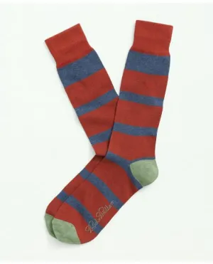Brooks Brothers Men's Cotton Blend Striped Socks Medium Orange Brooks Brothers
