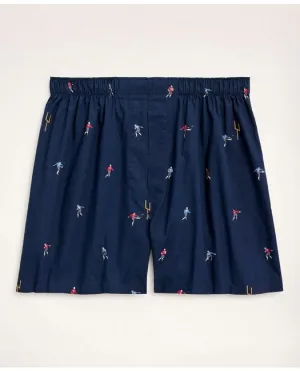 Brooks Brothers Men's Cotton Broadcloth Football Boxers Navy Brooks Brothers