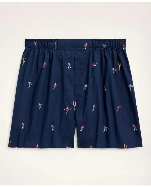 Brooks Brothers Men's Cotton Broadcloth Football Boxers Navy Brooks Brothers