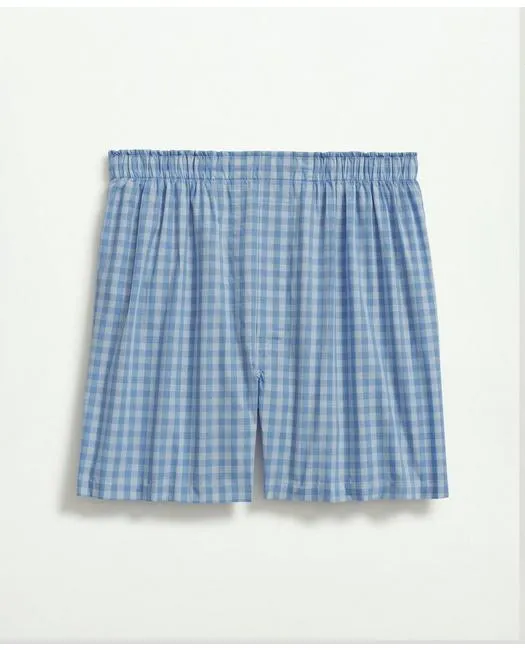Brooks Brothers Men's Cotton Broadcloth Gingham Boxers Chambray Blue Brooks Brothers
