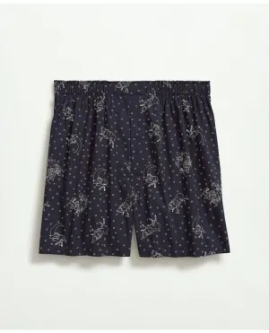 Brooks Brothers Men's Cotton Broadcloth Henry Print Boxers Navy Brooks Brothers