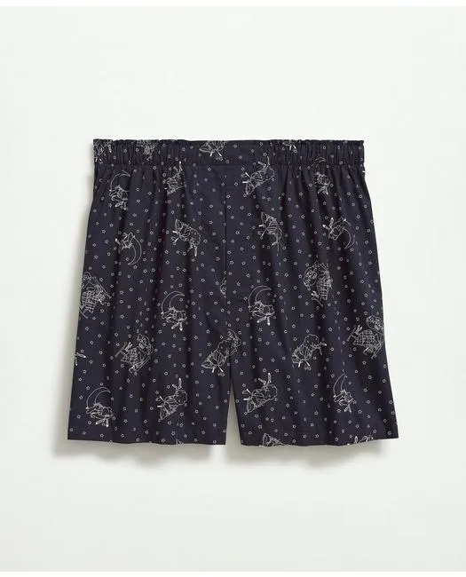 Brooks Brothers Men's Cotton Broadcloth Henry Print Boxers Navy Brooks Brothers