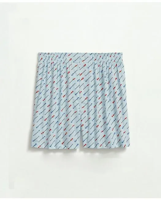 Brooks Brothers Men's Cotton Broadcloth Oar Pattern Boxers Light Blue Brooks Brothers
