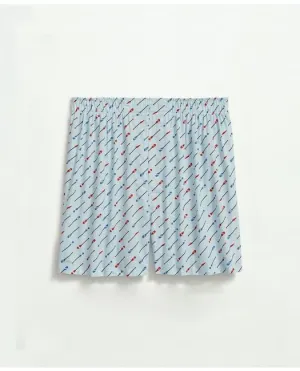 Brooks Brothers Men's Cotton Broadcloth Oar Pattern Boxers Light Blue Brooks Brothers