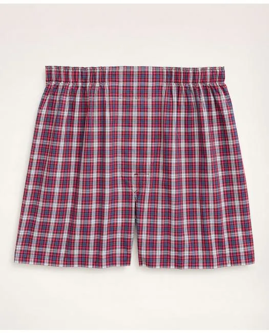 Brooks Brothers Men's Cotton Broadcloth Plaid Boxers Blue/Red Brooks Brothers
