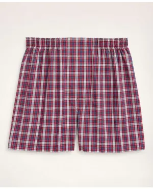 Brooks Brothers Men's Cotton Broadcloth Plaid Boxers Blue/Red Brooks Brothers