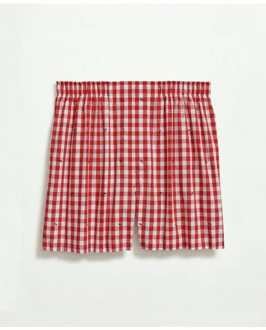 Brooks Brothers Men's Cotton Broadcloth Print Boxers Red Brooks Brothers