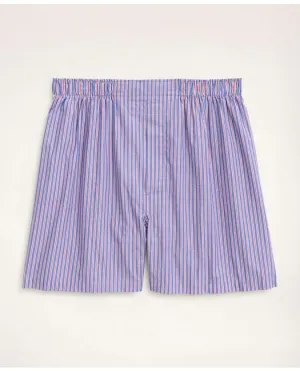 Brooks Brothers Men's Cotton Broadcloth Striped Boxers Blue/Red Brooks Brothers