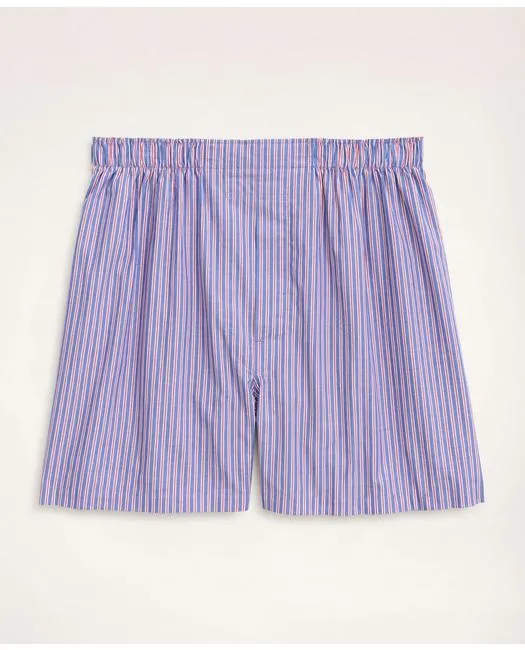 Brooks Brothers Men's Cotton Broadcloth Striped Boxers Blue/Red Brooks Brothers