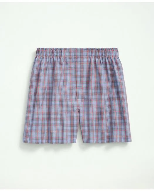 Brooks Brothers Men's Cotton Broadcloth Tartan Boxers Light Blue Brooks Brothers