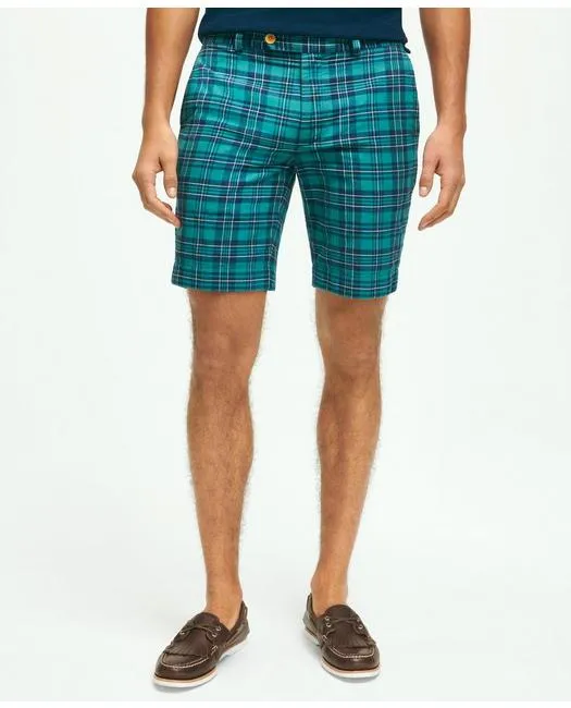 Brooks Brothers Men's Cotton Madras Shorts Teal Brooks Brothers
