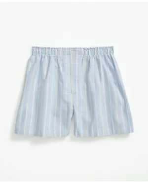 Brooks Brothers Men's Cotton Oxford Archive Stripe Boxers Light Blue Brooks Brothers