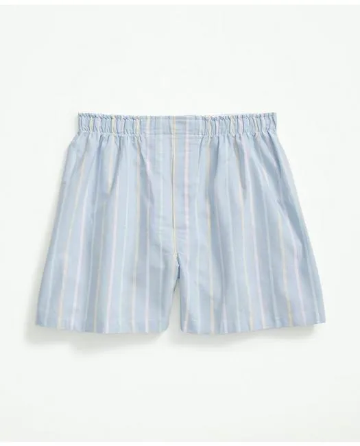 Brooks Brothers Men's Cotton Oxford Archive Stripe Boxers Light Blue Brooks Brothers