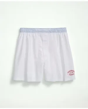Brooks Brothers Men's Cotton Oxford Logo Boxers White Brooks Brothers