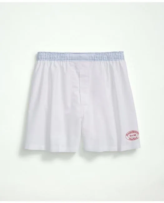Brooks Brothers Men's Cotton Oxford Logo Boxers White Brooks Brothers