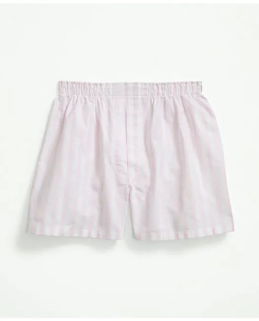 Brooks Brothers Men's Cotton Oxford Stripe Boxers Pink Brooks Brothers