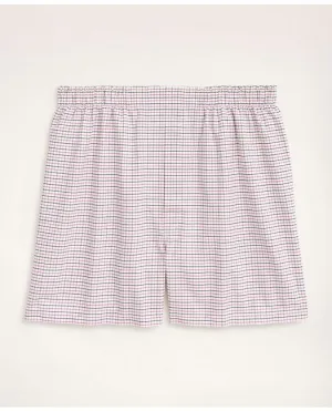 Brooks Brothers Men's Cotton Oxford Tattersall Boxers Red Brooks Brothers