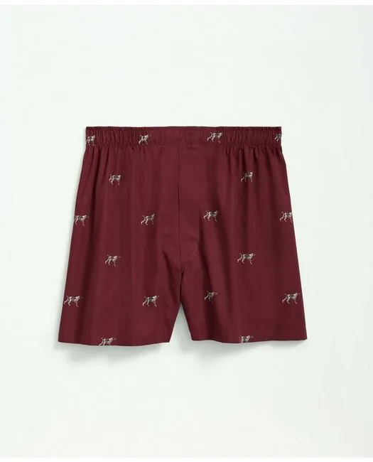 Brooks Brothers Men's Cotton Poplin English Pointer Print Boxers Burgundy Brooks Brothers