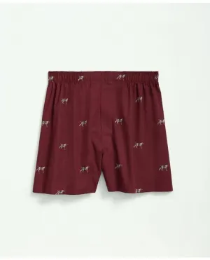 Brooks Brothers Men's Cotton Poplin English Pointer Print Boxers Burgundy Brooks Brothers