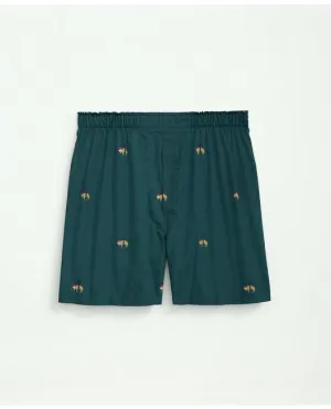 Brooks Brothers Men's Cotton Poplin Holiday Fleece Boxers Dark Green Brooks Brothers