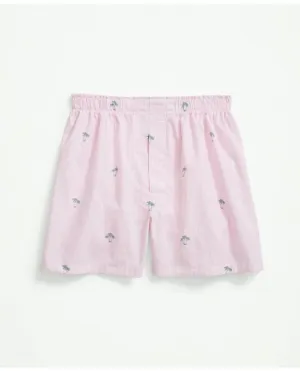 Brooks Brothers Men's Cotton Poplin Palm Tree Stripe Boxers Pink Brooks Brothers