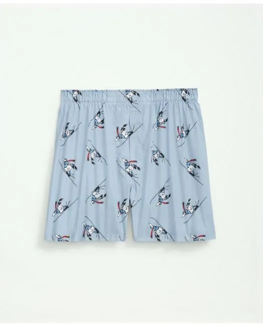 Brooks Brothers Men's Cotton Poplin Skiing Henry Print Boxers Light Blue Brooks Brothers