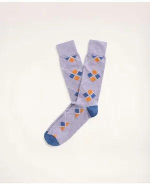 Brooks Brothers Men's Diamond Argyle Crew Socks Light Blue Brooks Brothers
