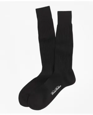 Brooks Brothers Men's Egyptian Cotton Ribbed Crew Socks Black Brooks Brothers