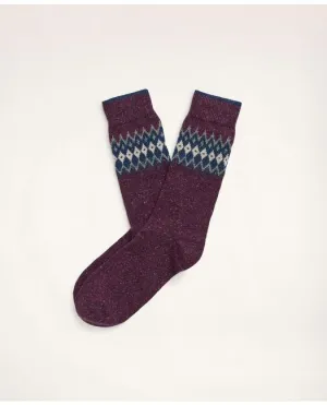 Brooks Brothers Men's Fair Isle Crew Socks Dark Red Brooks Brothers