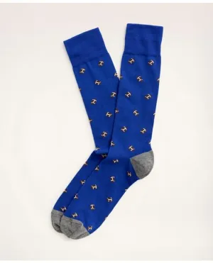 Brooks Brothers Men's Football Crew Socks Blue Brooks Brothers