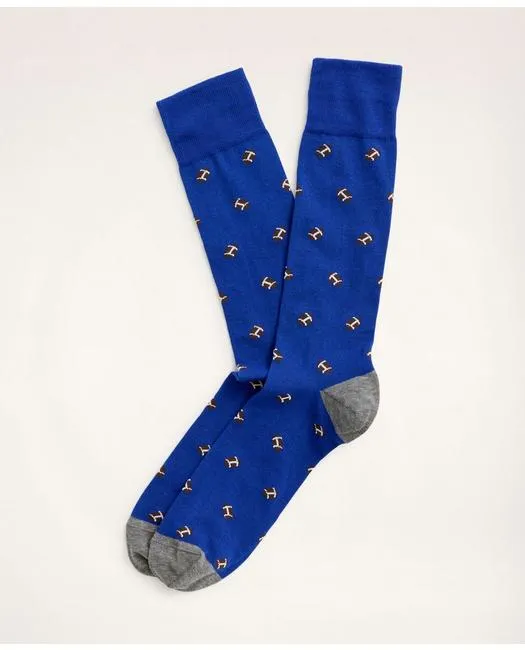 Brooks Brothers Men's Football Crew Socks Blue Brooks Brothers