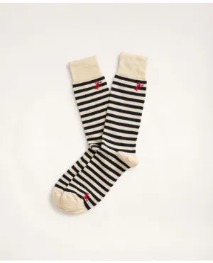 Brooks Brothers Men's Lobster Stripe Crew Socks White Brooks Brothers
