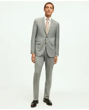 Brooks Brothers Men's Milano Fit Wool Pinstripe 1818 Suit Grey Brooks Brothers