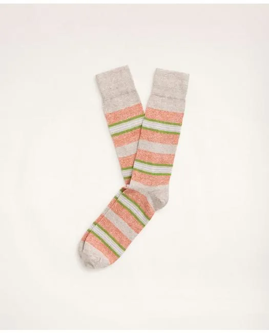 Brooks Brothers Men's Multi-Stripe Crew Socks Beige Brooks Brothers