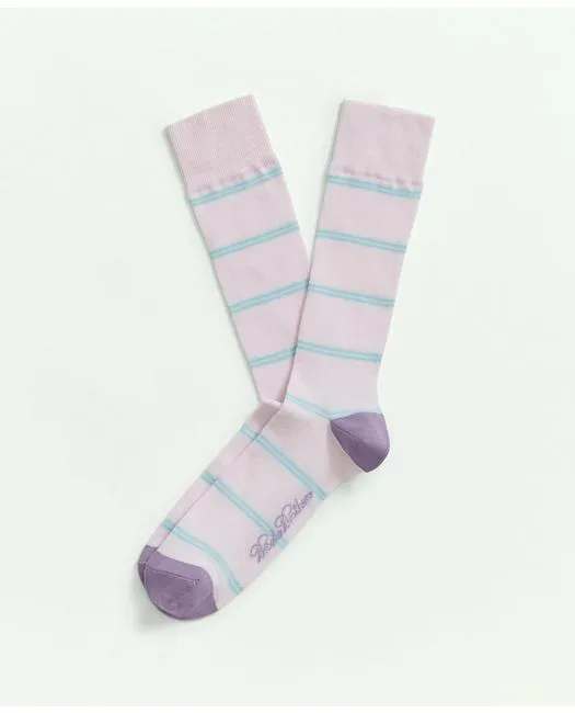 Brooks Brothers Men's Pastel Stripe Crew Socks Pink Brooks Brothers