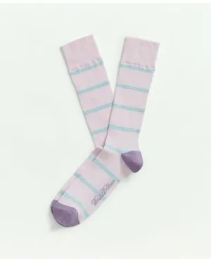 Brooks Brothers Men's Pastel Stripe Crew Socks Pink Brooks Brothers