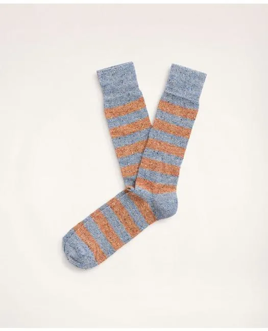 Brooks Brothers Men's Rugby Stripe Crew Socks Light Blue Brooks Brothers