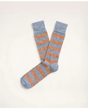 Brooks Brothers Men's Rugby Stripe Crew Socks Light Blue Brooks Brothers
