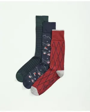 Brooks Brothers Men's Stretch Cotton Holiday Novelty 3-Pack Gift Box Multicolor Brooks Brothers